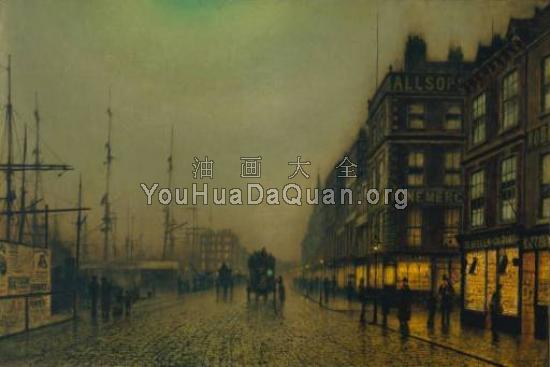 Liverpool Quay by Moonlight - 约翰·阿特金森·格里姆肖